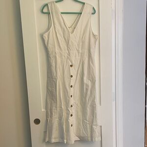GAP White Midi Dress with Button Detail